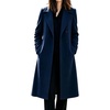image:imagechouyatou Womens Double Breasted Dressy Wool Coat Long Trench Pea CoatNavy