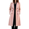 image:imagechouyatou Womens Double Breasted Dressy Wool Coat Long Trench Pea CoatPink