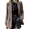image:imagechouyatou Womens Single Breasted Dressy Casual Plaid Wool Trench Pea CoatBrown