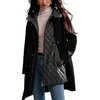 image:imagechouyatou Wool Coat Detachable Quilted Vest 2Piece Removable Liner SetsBlack