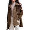 image:imagechouyatou Wool Coat Detachable Quilted Vest 2Piece Removable Liner SetsBrown
