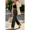 image:imagechouyatou Women Trendy Studded Straight Leg Jeans Y2K Denim Wide Leg PantsBlack
