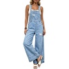 image:imagechouyatou Women Ripped Denim Bib Overalls Distressed Wide Leg Jean JumpsuitLight Blue
