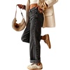 image:imagechouyatou Women Trendy Studded Straight Leg Jeans Y2K Denim Wide Leg PantsBlack