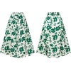image:imagechouyatou Womens Floral Print Smocked Waist Midi Skirt Front High Slit Bohemian Long SkirtGreen