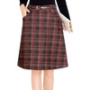 image:imagechouyatou Womens Checkered Plaid A Line Wool Blend Skirt Vintage Tartan Pocketed Wool Midi SkirtRed
