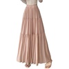 image:imagechouyatou Womens Summer ALine Flare Tiered Maxi Skirt High Waist Flowy Swing Long Pleated SkirtsPink