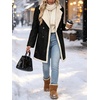 image:imagechouyatou Womens Winter Faux Suede Jacket Sherpa Fleece Lined PeacoatBlack