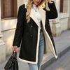 image:imagechouyatou Womens Winter Faux Suede Jacket Sherpa Fleece Lined PeacoatBlack