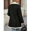 image:imagechouyatou Womens Winter Faux Suede Jacket Sherpa Fleece Lined PeacoatBlack