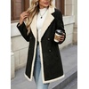 image:imagechouyatou Womens Winter Faux Suede Jacket Sherpa Fleece Lined PeacoatBlack