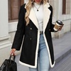 image:imagechouyatou Womens Winter Faux Suede Jacket Sherpa Fleece Lined PeacoatBlack