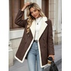 image:imagechouyatou Womens Winter Faux Suede Jacket Sherpa Fleece Lined PeacoatCoffee