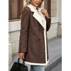 image:imagechouyatou Womens Winter Faux Suede Jacket Sherpa Fleece Lined PeacoatCoffee