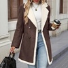 image:imagechouyatou Womens Winter Faux Suede Jacket Sherpa Fleece Lined PeacoatCoffee
