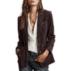 image:imagechouyatou Women Retro Faux Suede Leather Blazer Jacket Business CasualDark Brown