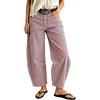 image:imagechouyatou Womens Striped Barrel Pants Baggy High Waist Wide Leg JeansRed
