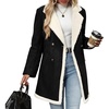 image:imagechouyatou Womens Winter Faux Suede Jacket Sherpa Fleece Lined PeacoatBlack