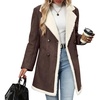 image:imagechouyatou Womens Winter Faux Suede Jacket Sherpa Fleece Lined PeacoatCoffee