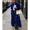 image:imagechouyatou Womens Casual Stand Collar Wool Coat Single Breasted Blazer Jacket Duster Long Trench Pea Coat OvercoatBlue