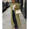 image:imagechouyatou Womens Casual Stand Collar Wool Coat Single Breasted Blazer Jacket Duster Long Trench Pea Coat OvercoatLight Green