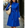 image:imagechouyatou Womens Stand Collar Wool Trench Coat Belted Dress Long Pea CoatRoyal Blue