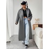 image:imagechouyatou Womens Winter Single Breasted Wool Coat Lapel Collar Long Pea Coat Loose Fit Trench CoatsGrey