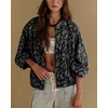 image:imagechouyatou Women Fall Oversized Floral Jean Jacket Trendy Zip Denim JacketBlack Paisley