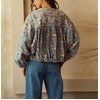 image:imagechouyatou Women Fall Oversized Floral Jean Jacket Trendy Zip Denim JacketFloral Blue