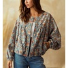 image:imagechouyatou Women Fall Oversized Floral Jean Jacket Trendy Zip Denim JacketFloral Blue