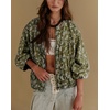 image:imagechouyatou Women Fall Oversized Floral Jean Jacket Trendy Zip Denim JacketGreen Paisley