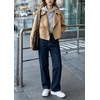 image:imagechouyatou Womens Business Casual Wool Coat Open Front Cropped CoatCamel