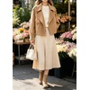 image:imagechouyatou Womens Business Casual Wool Coat Open Front Cropped CoatCamel