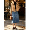 image:imagechouyatou Womens Business Casual Wool Coat Open Front Cropped CoatCamel