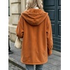 image:imagechouyatou Womens Hooded Corduroy Jacket Loose Fit Button Down Trench CoatCaramel