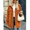 image:imagechouyatou Womens Hooded Corduroy Jacket Loose Fit Button Down Trench CoatCaramel