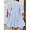 image:imagechouyatou Womens Summer Striped Babydoll Ruffle Mini Dress Casual Loose Fit Short Sleeve Tiered Party DressBlue