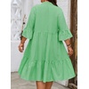 image:imagechouyatou Womens Summer Striped Babydoll Ruffle Mini Dress Casual Loose Fit Short Sleeve Tiered Party DressGreen