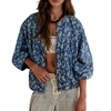 image:imagechouyatou Women Fall Oversized Floral Jean Jacket Trendy Zip Denim JacketBlue Paisley