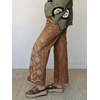 image:imagechouyatou Floral Embroidered Wide Leg Jeans High Waisted Denim Ankle JeansBrown