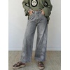 image:imagechouyatou Floral Embroidered Wide Leg Jeans High Waisted Denim Ankle JeansGrey