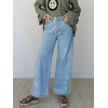 image:imagechouyatou Floral Embroidered Wide Leg Jeans High Waisted Denim Ankle JeansLight Blue