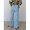 image:imagechouyatou Floral Embroidered Wide Leg Jeans High Waisted Denim Ankle JeansLight Blue