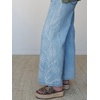 image:imagechouyatou Floral Embroidered Wide Leg Jeans High Waisted Denim Ankle JeansLight Blue