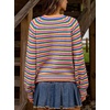 image:imagechouyatou Womens 2025 Fall Outfits Contrast Striped Sweater Y2K Colorful Knit Long Sleeve Pullover Jumper TopsBlue