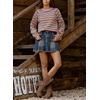 image:imagechouyatou Womens 2025 Fall Outfits Contrast Striped Sweater Y2K Colorful Knit Long Sleeve Pullover Jumper TopsBlue