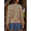 image:imagechouyatou Womens 2025 Fall Outfits Contrast Striped Sweater Y2K Colorful Knit Long Sleeve Pullover Jumper TopsGreen