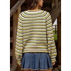 image:imagechouyatou Womens 2025 Fall Outfits Contrast Striped Sweater Y2K Colorful Knit Long Sleeve Pullover Jumper TopsYellow