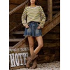 image:imagechouyatou Womens 2025 Fall Outfits Contrast Striped Sweater Y2K Colorful Knit Long Sleeve Pullover Jumper TopsYellow