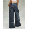 image:imagechouyatou Womens Boho Patch Baggy Jeans Y2k Fringe Wide Leg Denim PantsVintage Blue